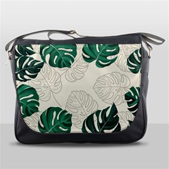 Green Monstera Leaf Illustrations Messenger Bag