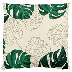 Green Monstera Leaf Illustrations Large Cushion Case (one Side)