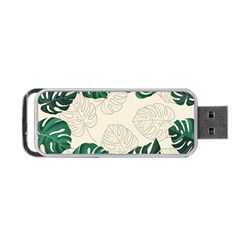 Green Monstera Leaf Illustrations Portable Usb Flash (one Side) by HermanTelo