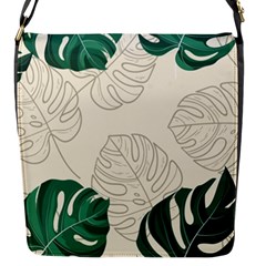 Green Monstera Leaf Illustrations Flap Closure Messenger Bag (s)