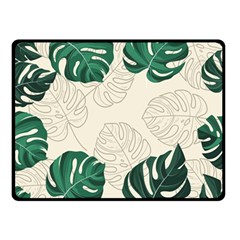 Green Monstera Leaf Illustrations Double Sided Fleece Blanket (small)  by HermanTelo