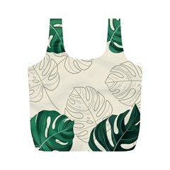 Green Monstera Leaf Illustrations Full Print Recycle Bag (m) by HermanTelo