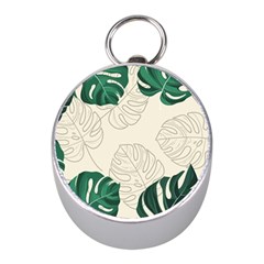 Green Monstera Leaf Illustrations Mini Silver Compasses