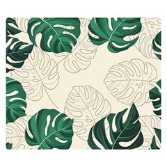 Green Monstera Leaf Illustrations Double Sided Flano Blanket (small) 