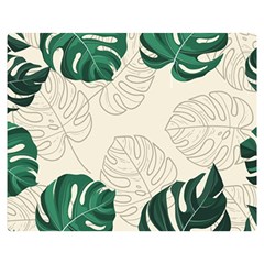 Green Monstera Leaf Illustrations Double Sided Flano Blanket (medium) 