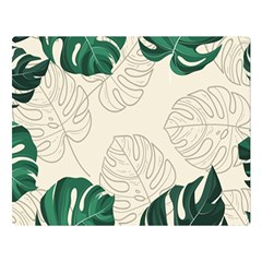 Green Monstera Leaf Illustrations Double Sided Flano Blanket (large) 