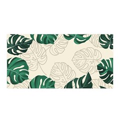 Green Monstera Leaf Illustrations Satin Wrap