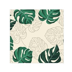 Green Monstera Leaf Illustrations Small Satin Scarf (square) by HermanTelo