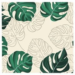 Green Monstera Leaf Illustrations Wooden Puzzle Square