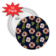 Flower White Grey Pattern Floral 2 25  Buttons (10 Pack)  by Dutashop