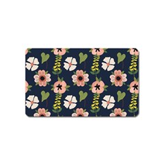 Flower White Grey Pattern Floral Magnet (name Card)