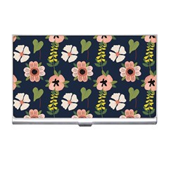 Flower White Grey Pattern Floral Business Card Holder by Dutashop