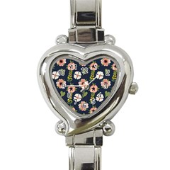 Flower White Grey Pattern Floral Heart Italian Charm Watch