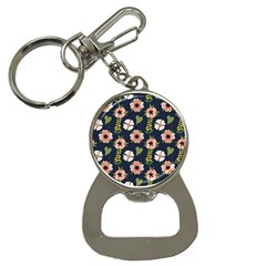 Flower White Grey Pattern Floral Bottle Opener Key Chain