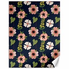 Flower White Grey Pattern Floral Canvas 12  X 16 