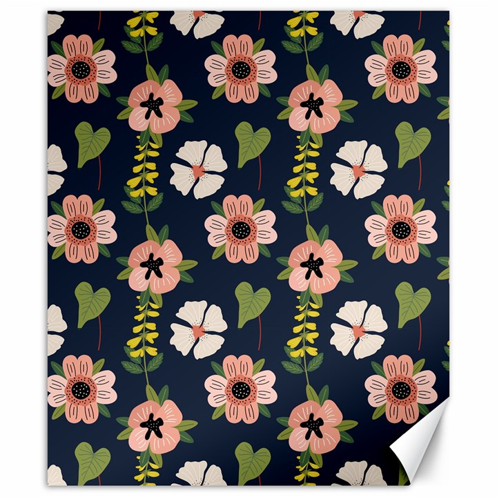 Flower White Grey Pattern Floral Canvas 20  x 24 