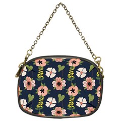 Flower White Grey Pattern Floral Chain Purse (two Sides)