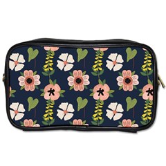 Flower White Grey Pattern Floral Toiletries Bag (one Side) by Dutashop