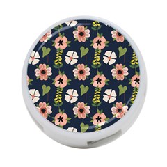 Flower White Grey Pattern Floral 4-port Usb Hub (one Side) by Dutashop