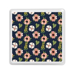 Flower White Grey Pattern Floral Memory Card Reader (square)