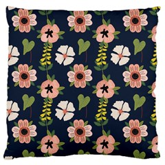 Flower White Grey Pattern Floral Large Cushion Case (one Side)