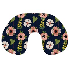 Flower White Grey Pattern Floral Travel Neck Pillow by Dutashop