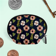 Flower White Grey Pattern Floral Accessory Pouch (small)