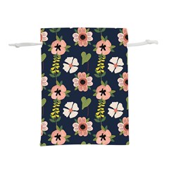 Flower White Grey Pattern Floral Lightweight Drawstring Pouch (s)