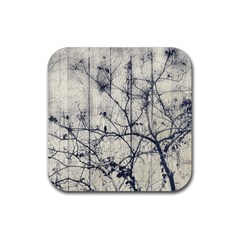 Black And White Botanical Motif Artwork 2 Rubber Coaster (square)  by dflcprintsclothing