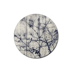 Black And White Botanical Motif Artwork 2 Rubber Coaster (round)  by dflcprintsclothing