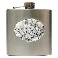 Black And White Botanical Motif Artwork 2 Hip Flask (6 Oz) by dflcprintsclothing