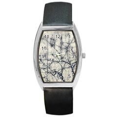 Black And White Botanical Motif Artwork 2 Barrel Style Metal Watch