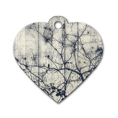 Black And White Botanical Motif Artwork 2 Dog Tag Heart (one Side)