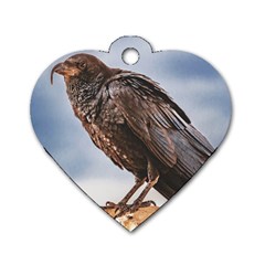 Black Crow Standing At Rock Dog Tag Heart (one Side) by dflcprintsclothing