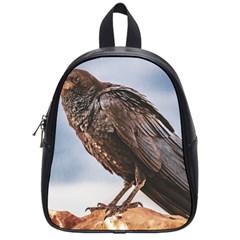 Black Crow Standing At Rock School Bag (small) by dflcprintsclothing