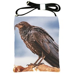 Black Crow Standing At Rock Shoulder Sling Bag by dflcprintsclothing