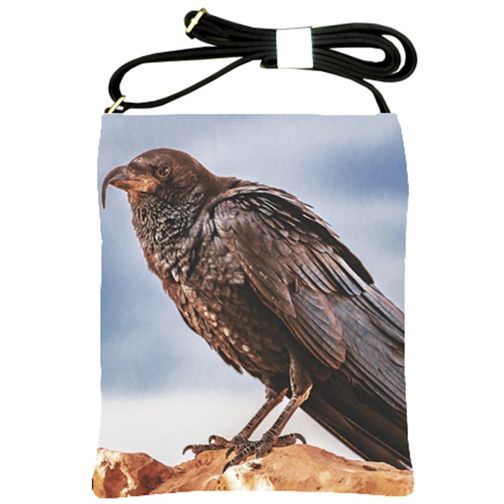 Black Crow Standing At Rock Shoulder Sling Bag