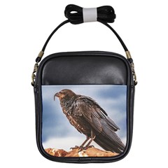 Black Crow Standing At Rock Girls Sling Bag