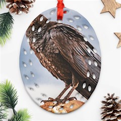 Black Crow Standing At Rock Oval Filigree Ornament (two Sides) by dflcprintsclothing