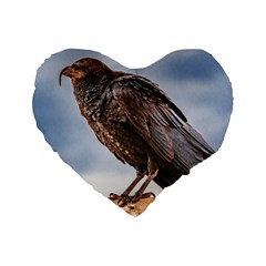 Black Crow Standing At Rock Standard 16  Premium Heart Shape Cushions by dflcprintsclothing