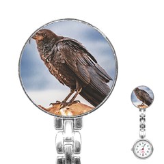 Black Crow Standing At Rock Stainless Steel Nurses Watch by dflcprintsclothing