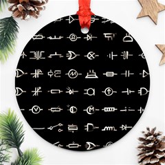 Electrical Symbols Callgraphy Short Run Inverted Ornament (Round)