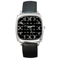 Electrical Symbols Callgraphy Short Run Inverted Square Metal Watch by WetdryvacsLair