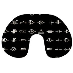 Electrical Symbols Callgraphy Short Run Inverted Travel Neck Pillow by WetdryvacsLair