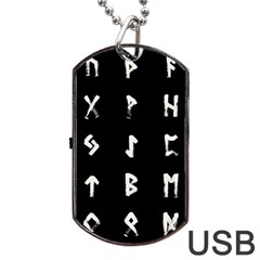 Elder Futhark Rune Set Collected Inverted Dog Tag Usb Flash (one Side) by WetdryvacsLair