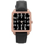 Elder Futhark Rune Set Collected Inverted Rose Gold Leather Watch  Front