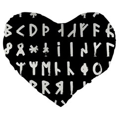 Complete Dalecarlian Rune Set Inverted Large 19  Premium Heart Shape Cushions by WetdryvacsLair