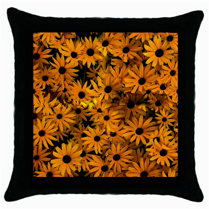 Rudbeckias  Throw Pillow Case (Black)