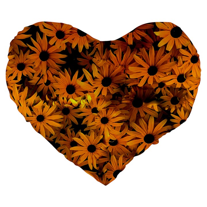 Rudbeckias  Large 19  Premium Heart Shape Cushions