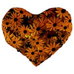 Rudbeckias  Large 19  Premium Heart Shape Cushions Back